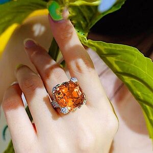 Sterling Silver Fanta Topaz Orange Garnet Pariba Flower Adjustable Ring